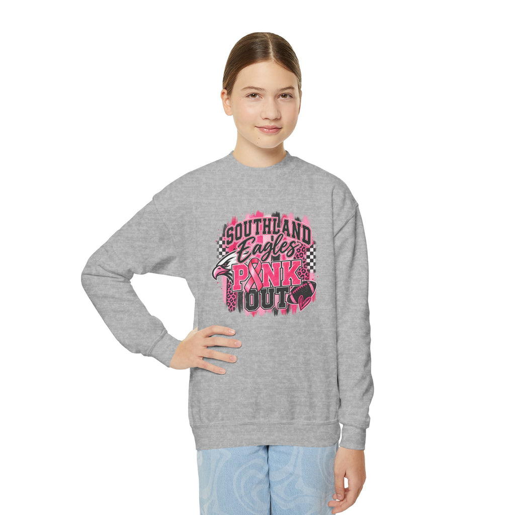 Youth Crewneck Sweatshirt — "Southland Eagles Pink Out" School Spirit Crew