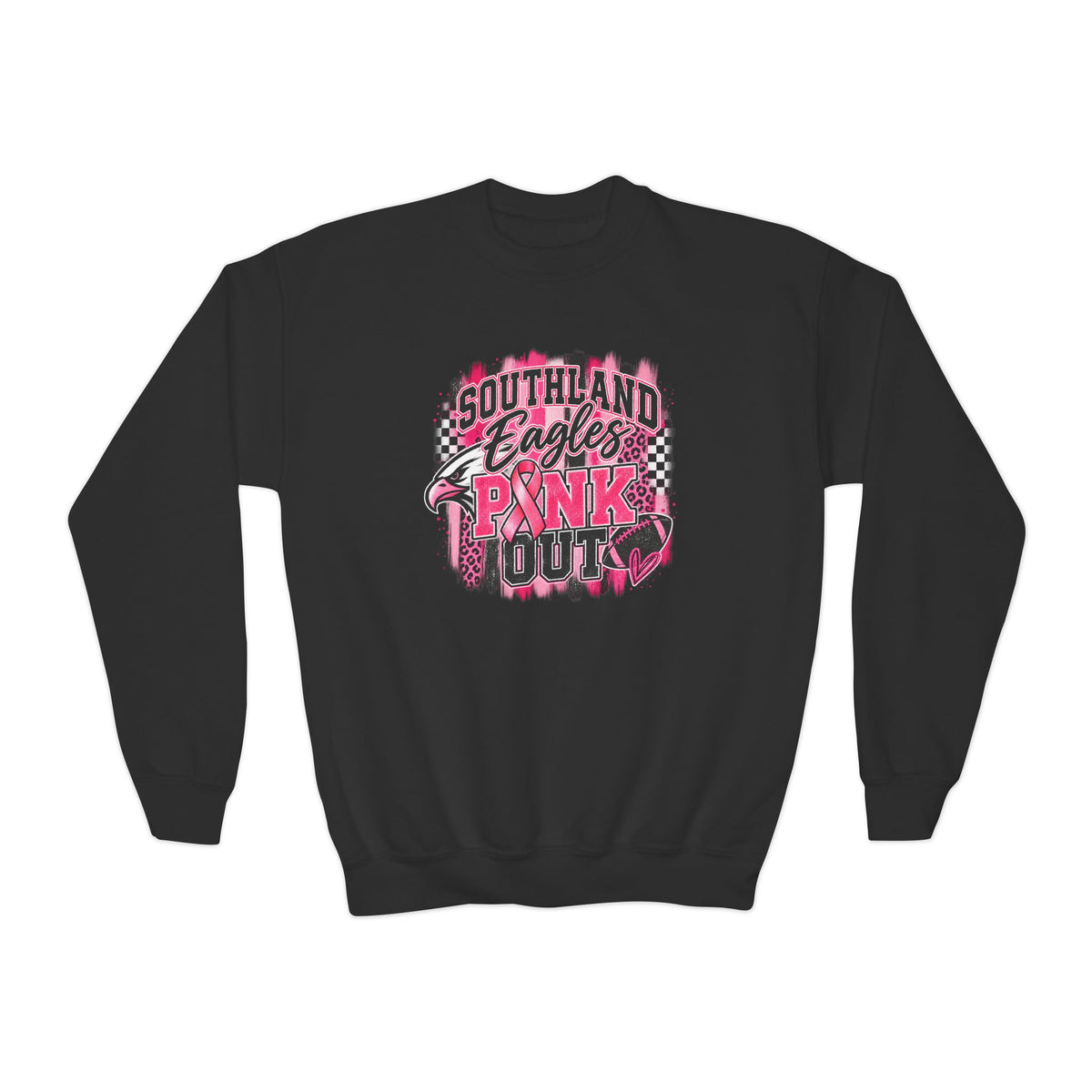 Youth Crewneck Sweatshirt — "Southland Eagles Pink Out" School Spirit Crew