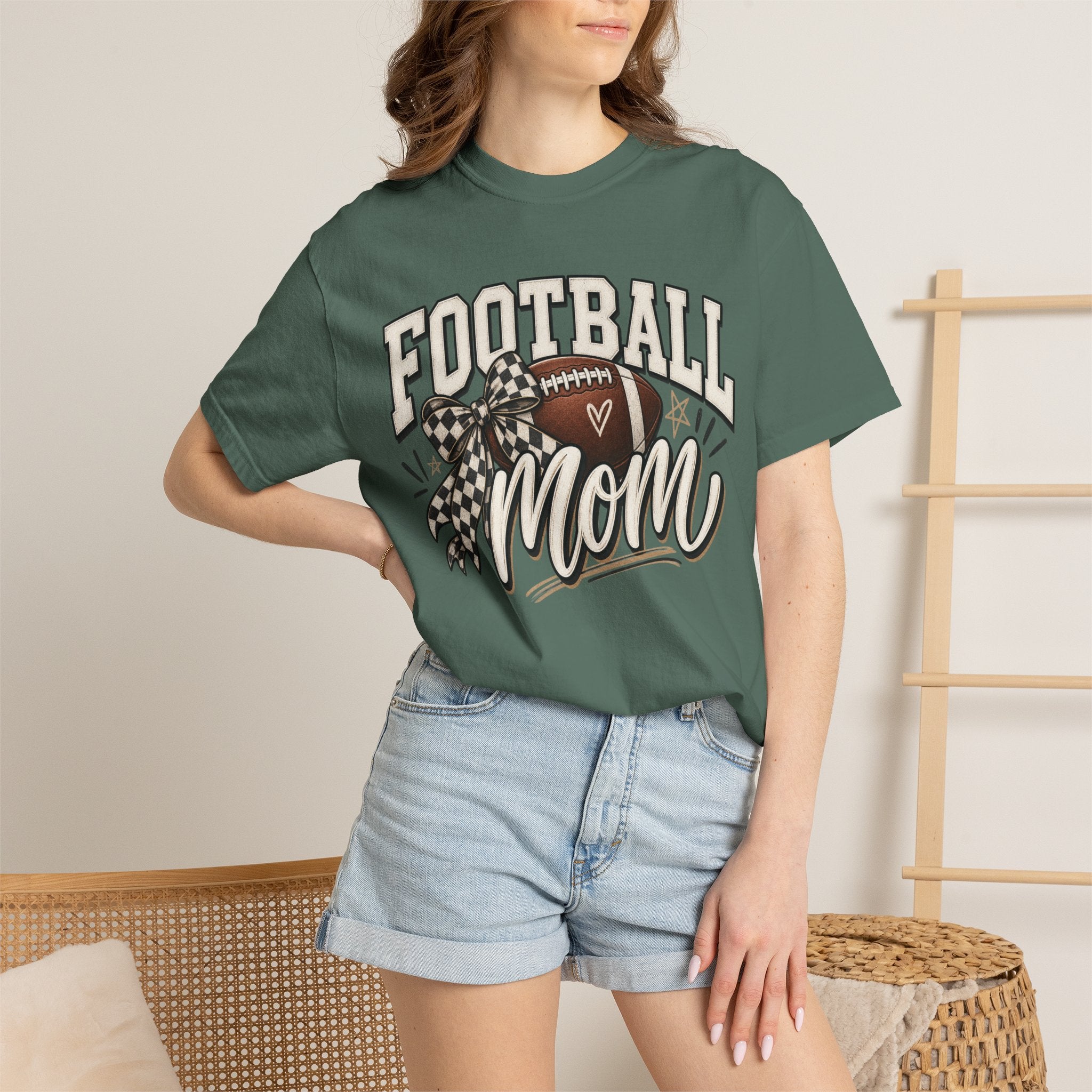 Football Mom T-Shirt — Vintage Garment-Dyed Sideline Tee