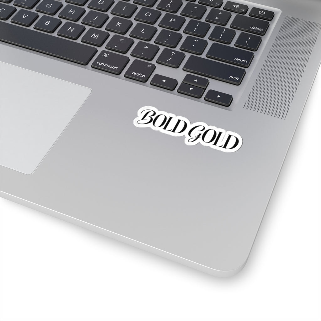 Bold Gold Script Kiss-Cut Sticker — Elegant Laptop Decal