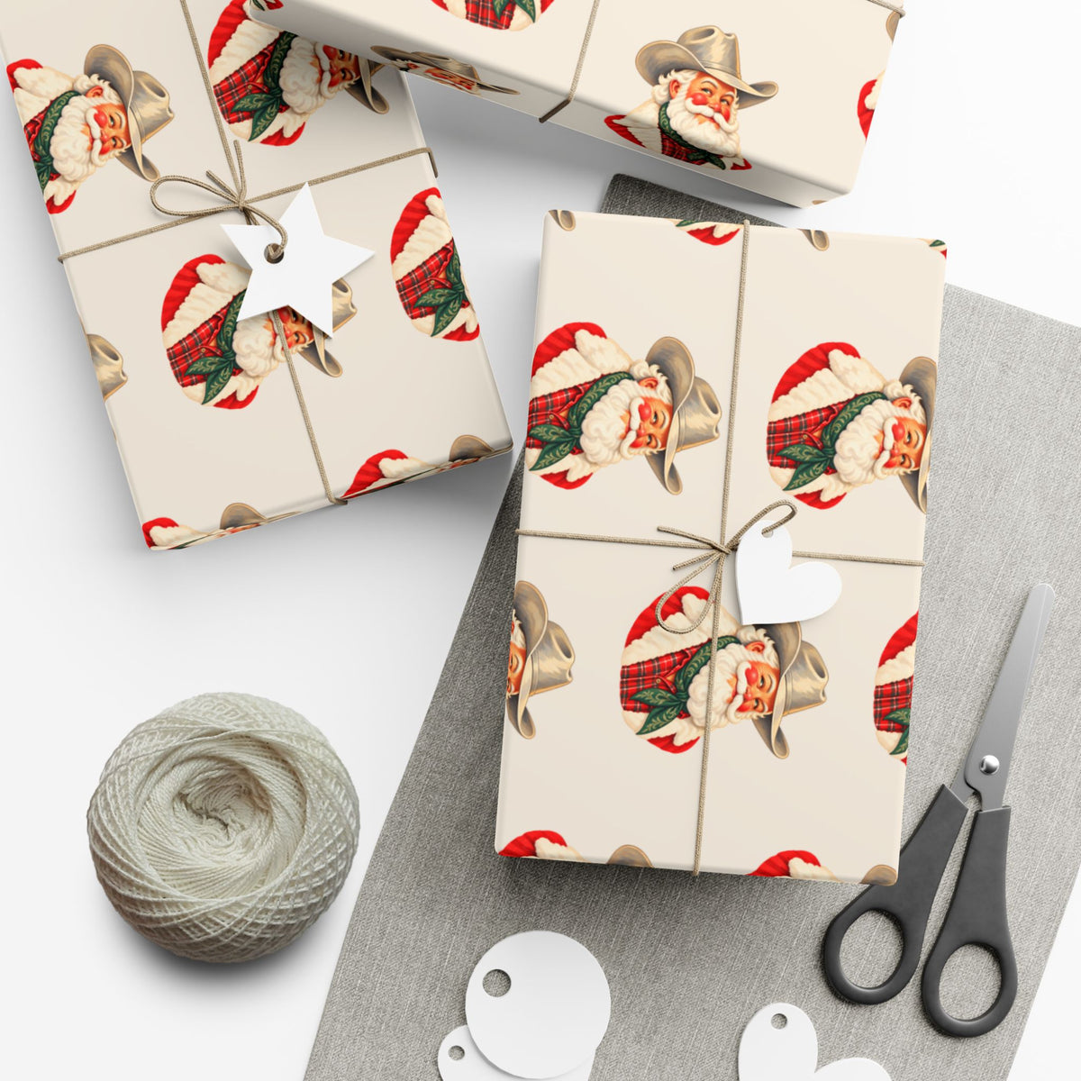 Vintage Cowboy Santa Gift Wrap Paper
