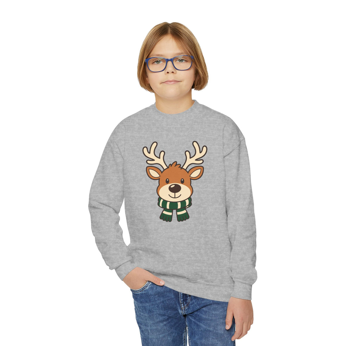 Youth Reindeer Christmas Crewneck Sweatshirt