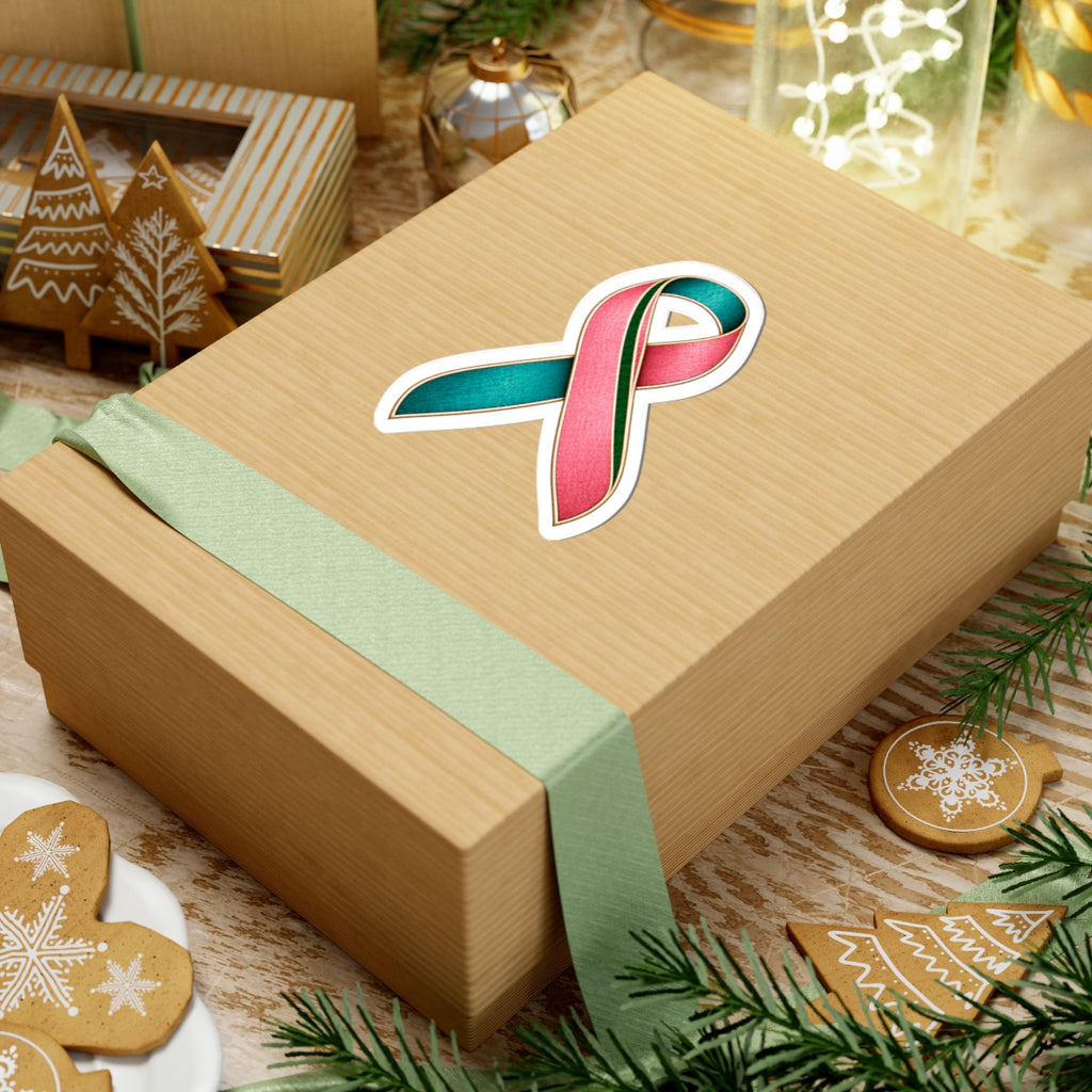 Pink & Teal Awareness Ribbon Sticker — Support Causes Laptop Decal