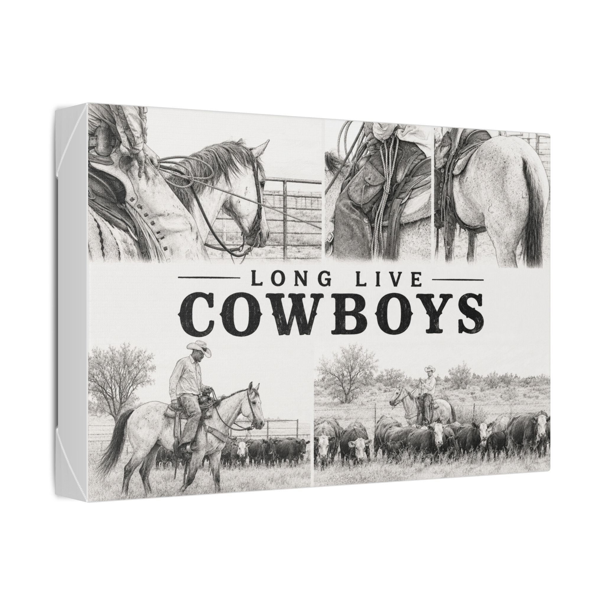 Long Live Cowboys Canvas Wall Art — Western Cowboy Rustic Home Decor