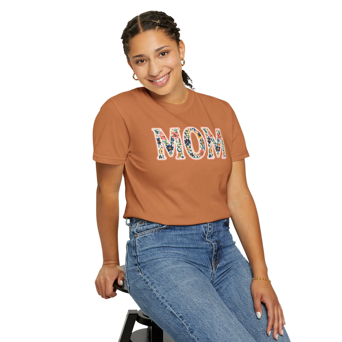 Mom Floral T-Shirt — Vintage Garment-Dyed Mother's Day Tee