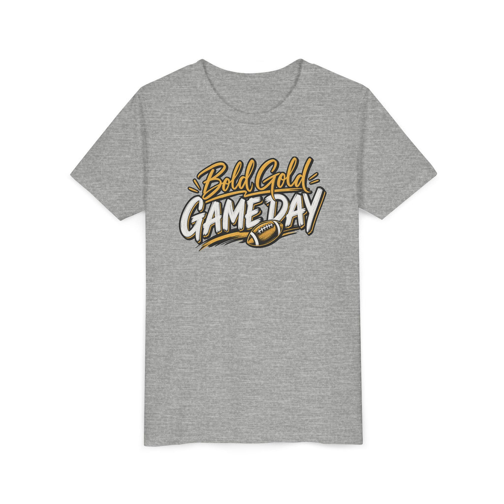 Youth Tee - "Bold Gold Gameday" Football Graphic