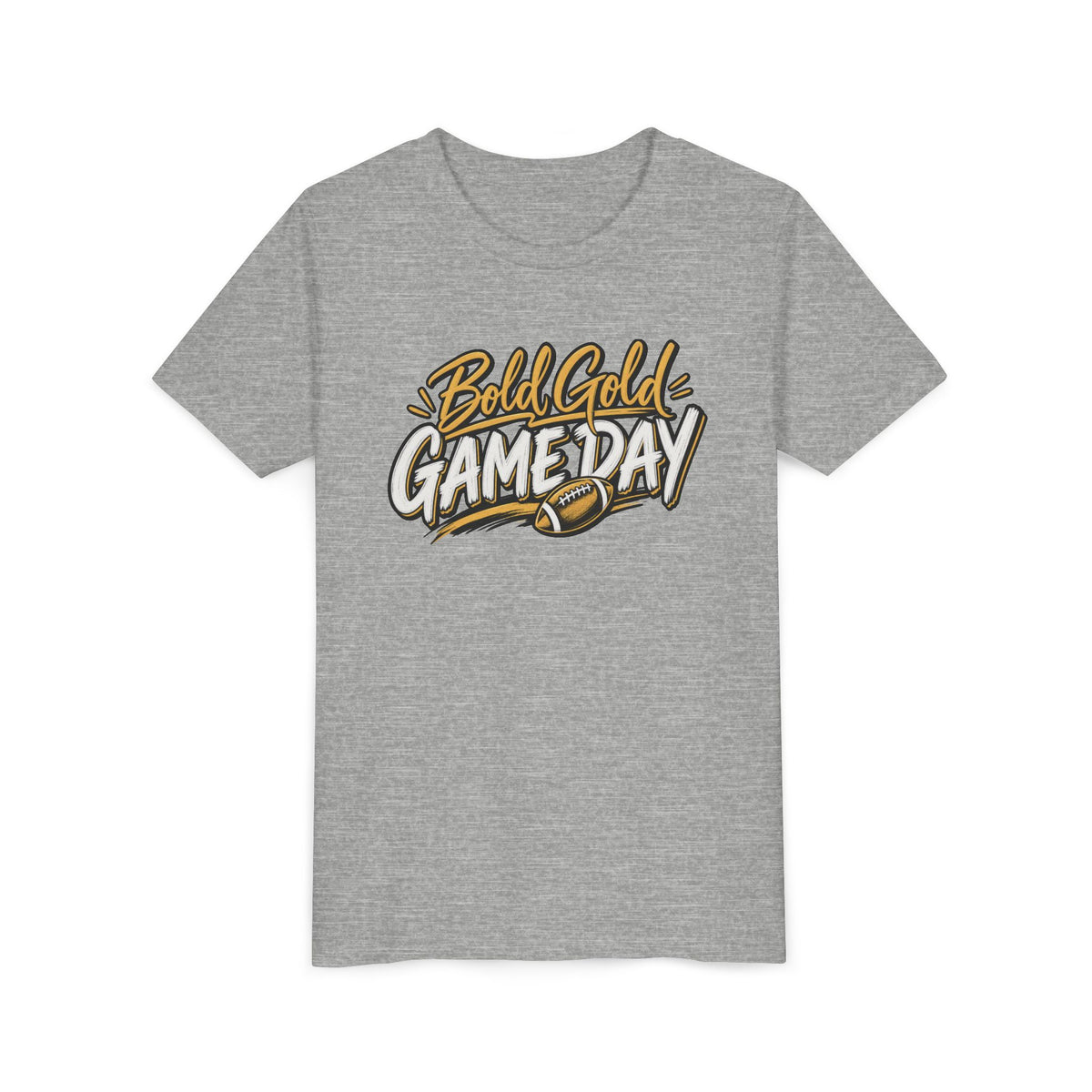 Youth Tee - "Bold Gold Gameday" Football Graphic