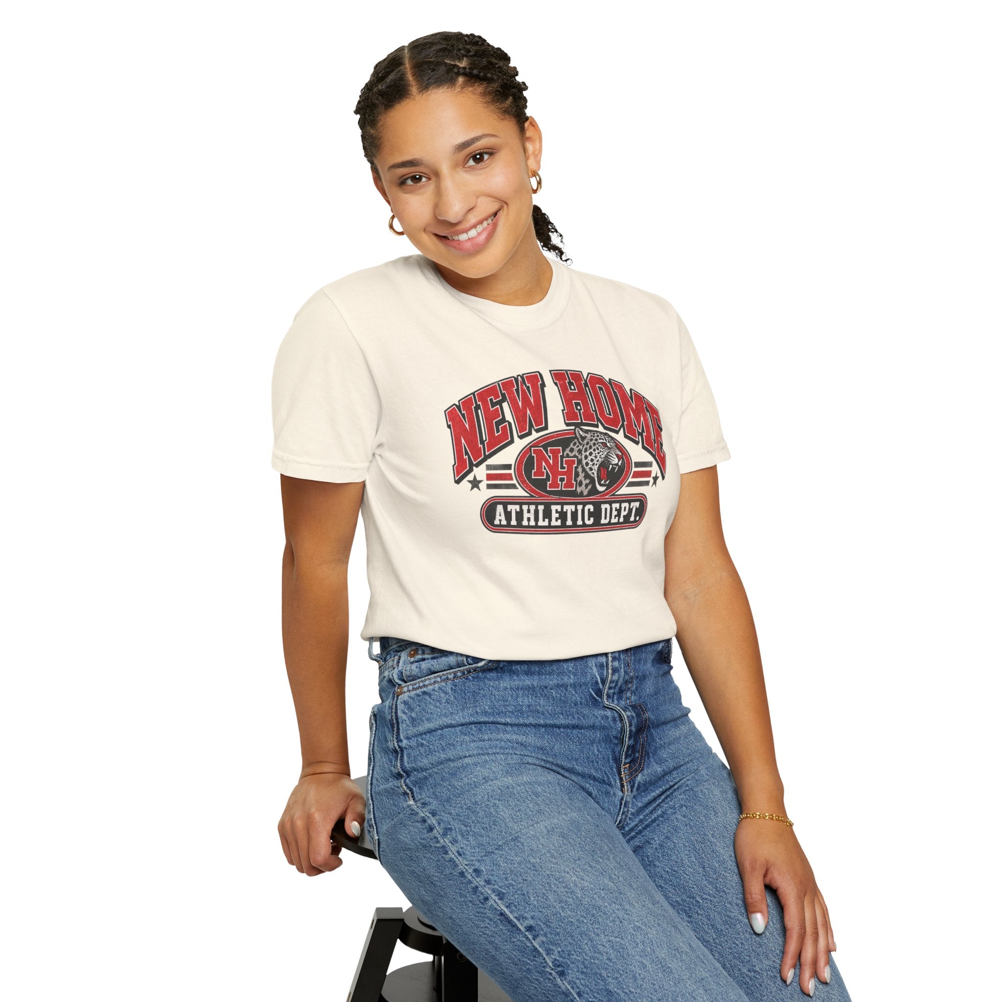 New Home Athletic Dept. T-Shirt — Vintage College Graphic Tee