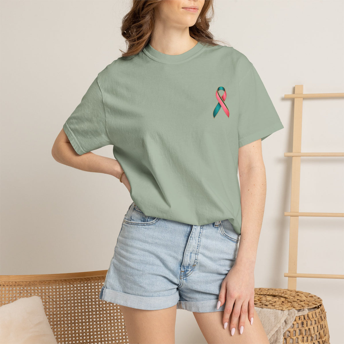 Metastatic Cancer Awareness Ribbon T‑Shirt — Garment‑Dyed Support Tee