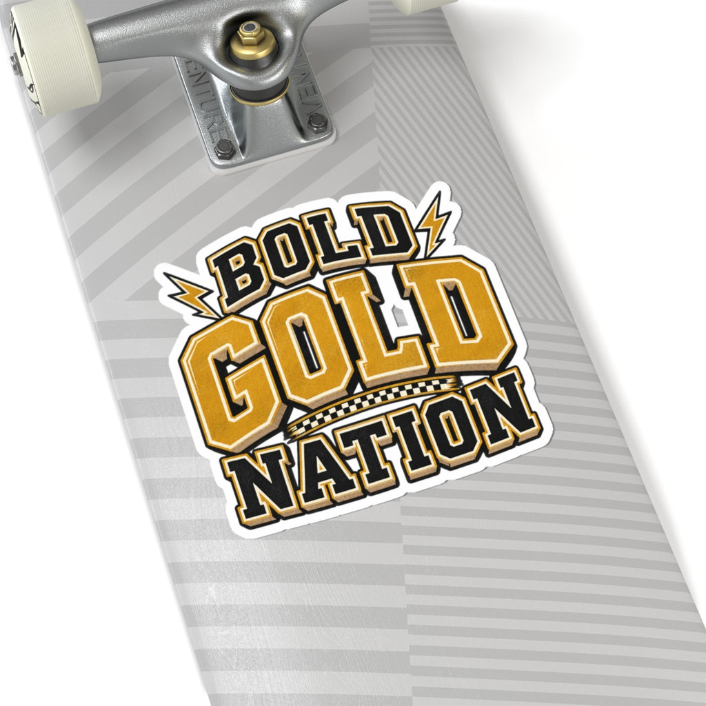 Bold Gold Nation Sticker — Sports Team Pride Kiss-Cut Decal