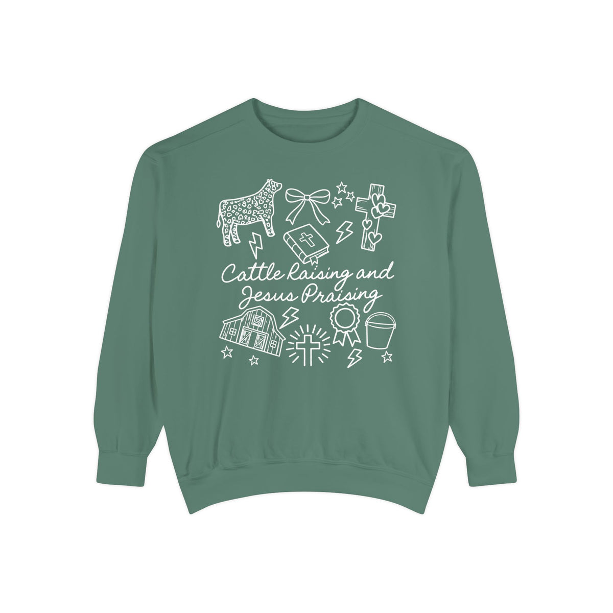 Cattle Raising & Jesus Praising Sweatshirt — Stockshow Mom Christian Crewneck