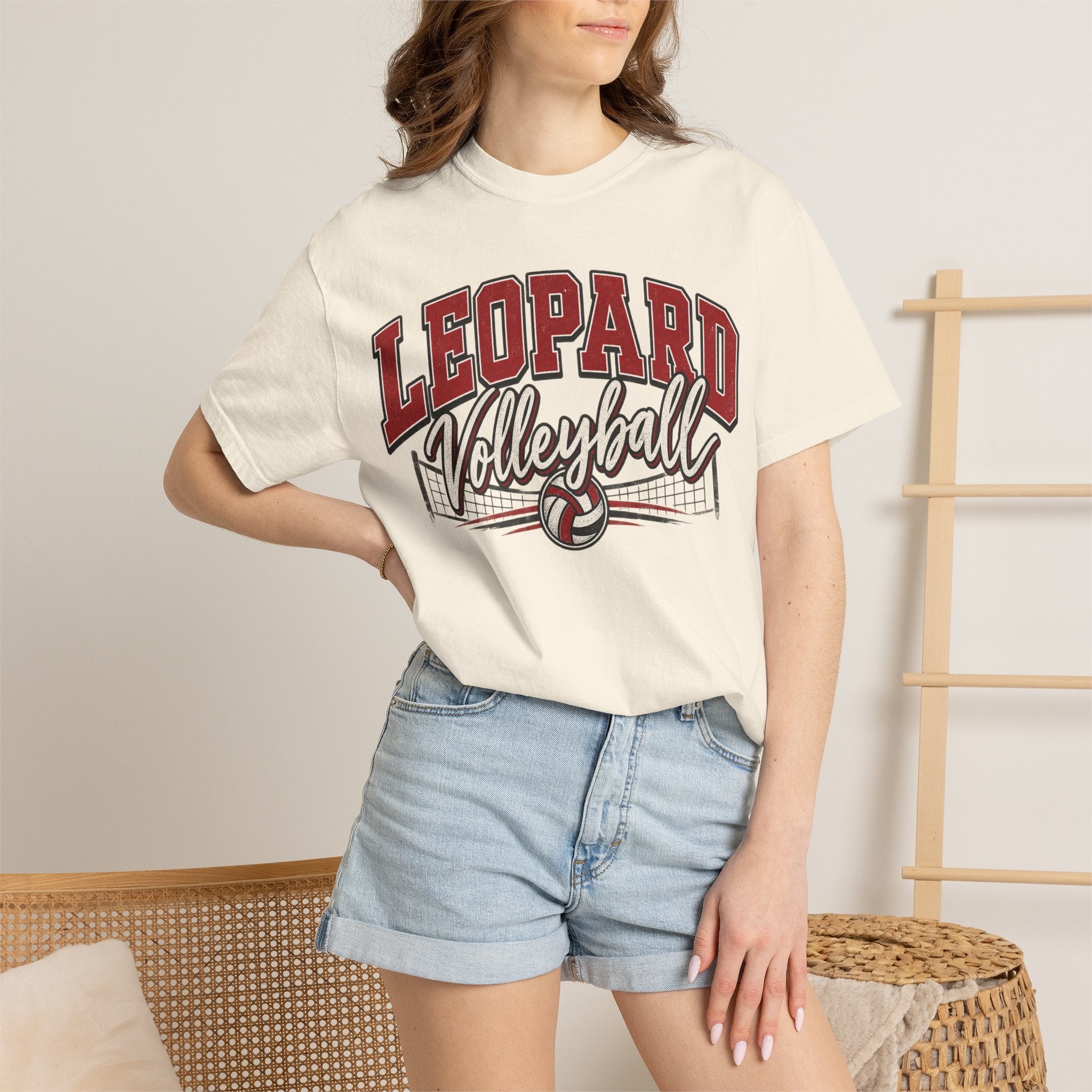 Leopard Volleyball Vintage Garment-Dyed T-Shirt
