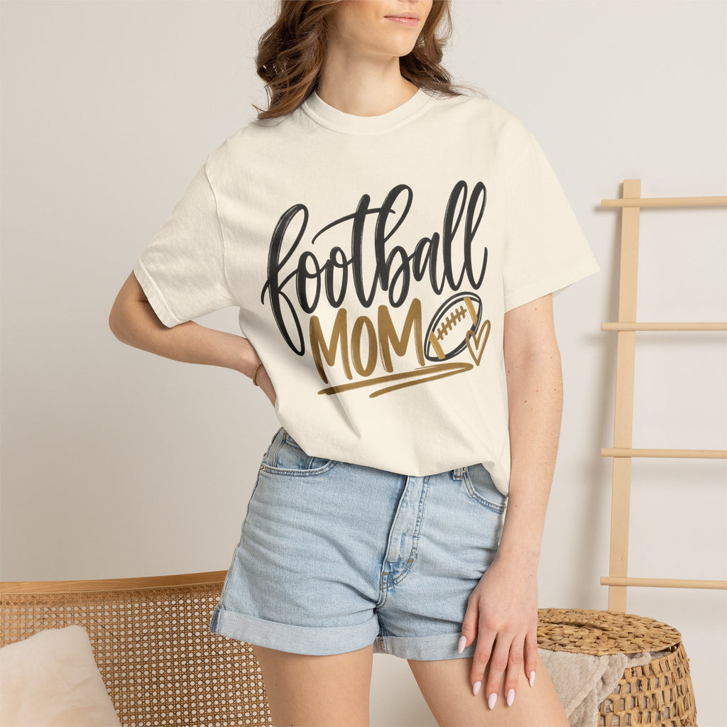 Football Mom T-Shirt — Athletic Mom Tee with Football Script Design