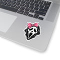 Scream Mask Sticker — Cute Horror Kiss-Cut Decal with Pink Bow