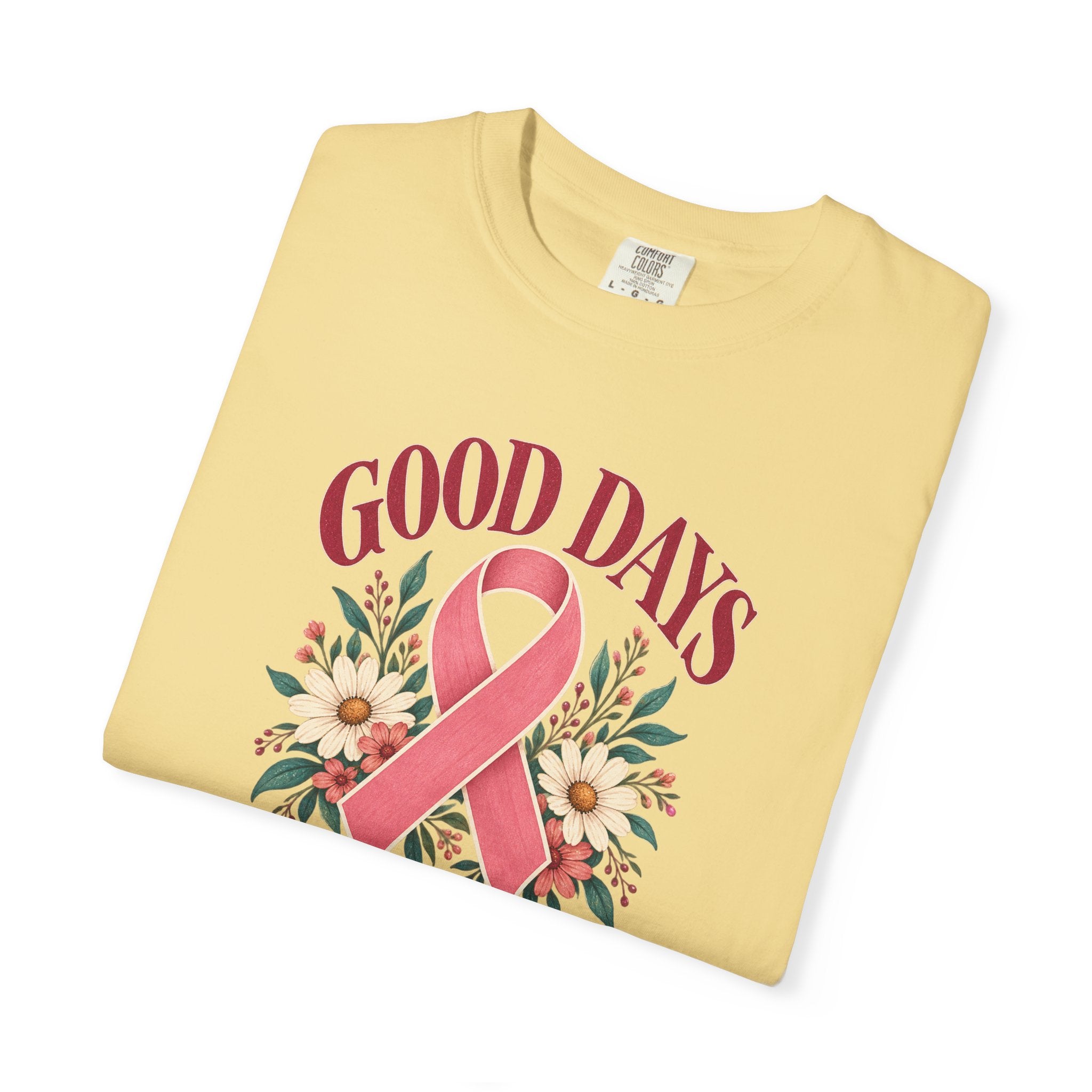 Breast Cancer Awareness T-Shirt — "Good Days Ahead" Ribbon Floral Tee
