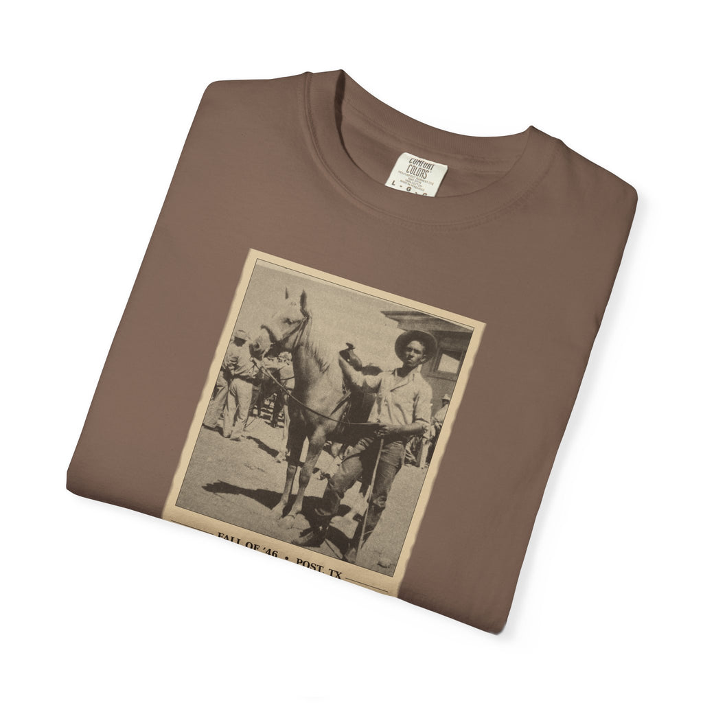 Vintage Cowboy Photo T-Shirt — 'Tales of the West' Garment-Dyed Tee