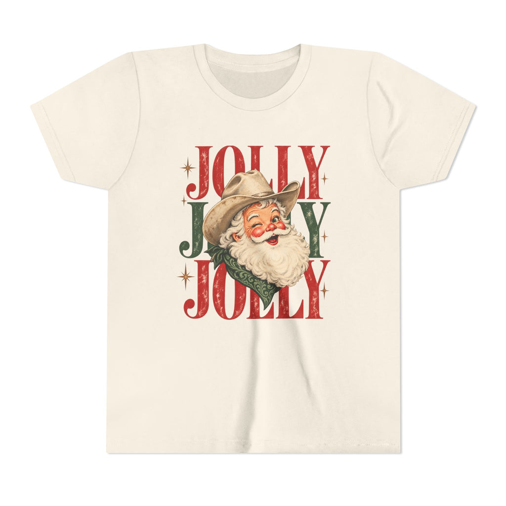 Jolly Cowboy Santa Youth Short Sleeve Tee