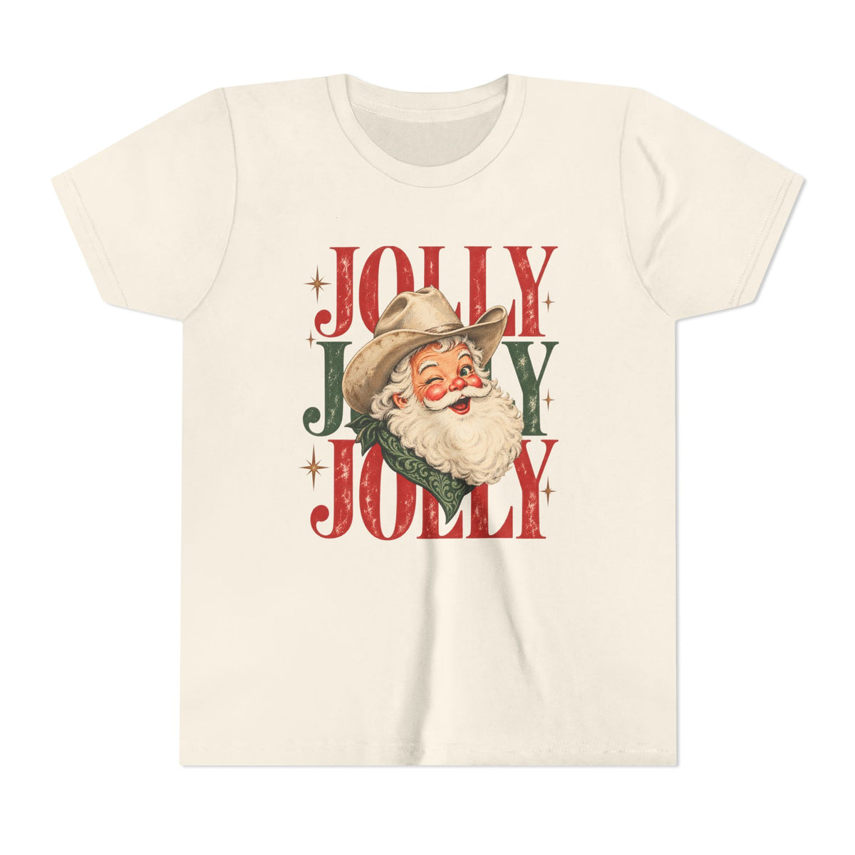 Jolly Cowboy Santa Youth Short Sleeve Tee