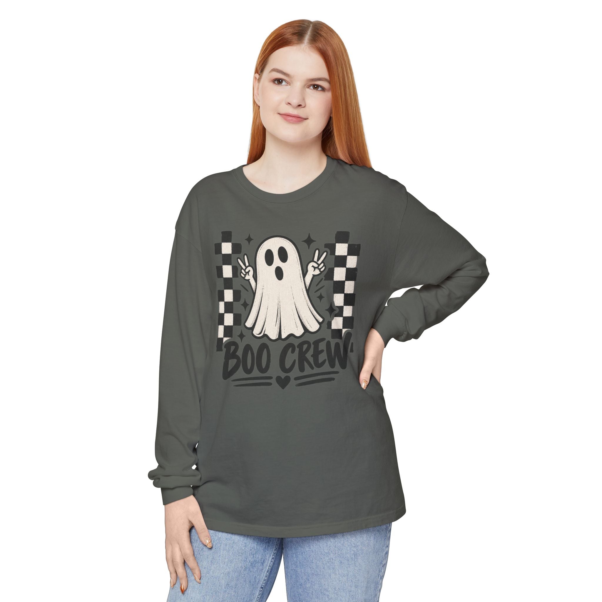 Boo Crew Long Sleeve Tee — Cute Ghost Halloween Shirt