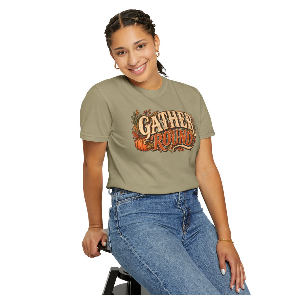 Gather 'Round Fall T-Shirt — Pumpkin Harvest Graphic Tee