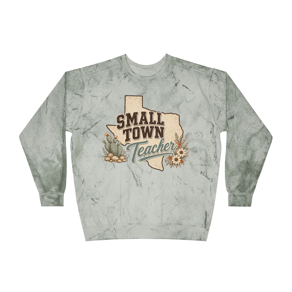 Small Town Teacher Crewneck Sweatshirt — Rustic Texas Floral Teacher Pullover