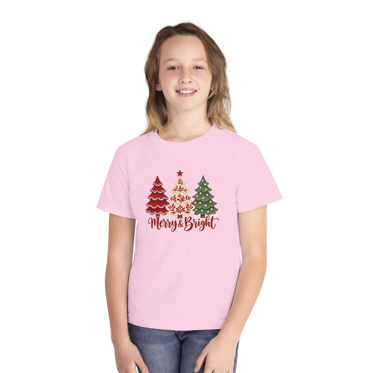 Youth Christmas Merry & Bright Christmas Tree Tee