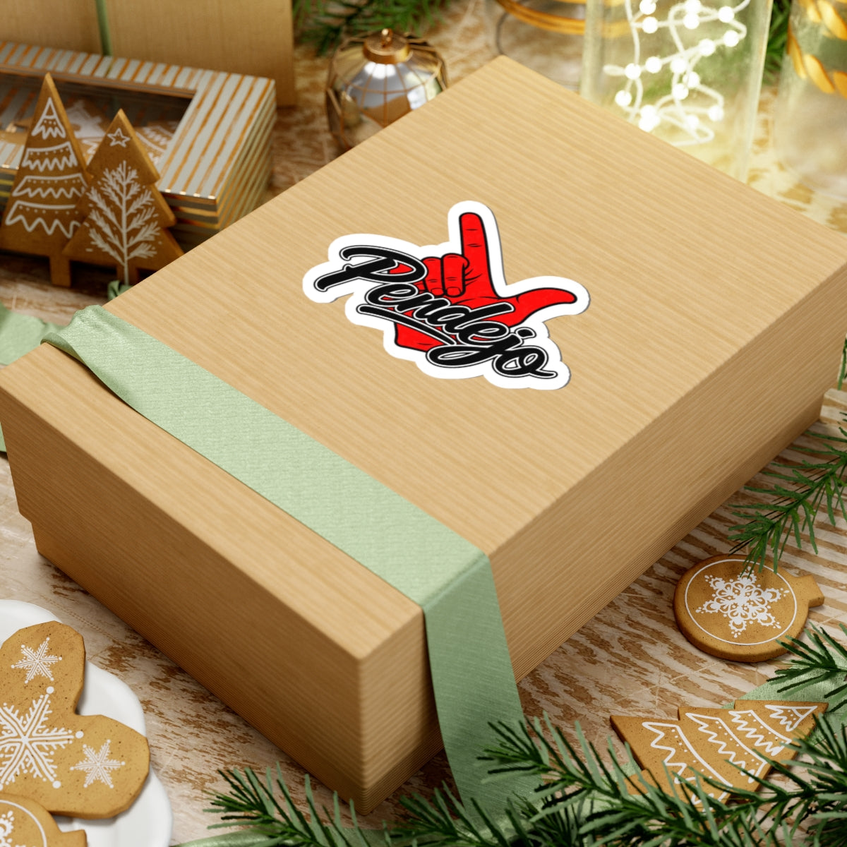 Pendejo Shaka Kiss-Cut Sticker — Bold Red Hand Graphic for Laptops, Water Bottles & Skateboards