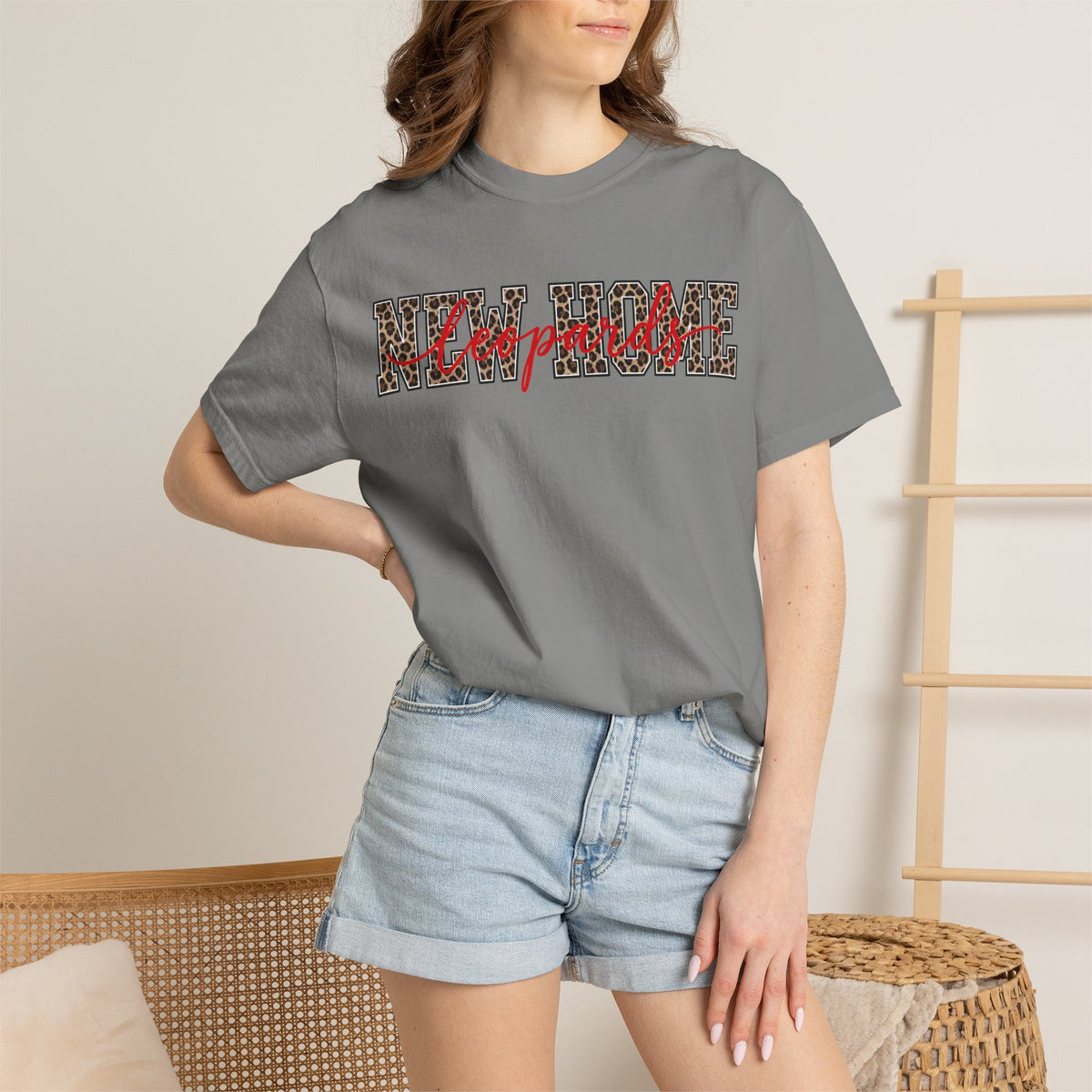 New Home Leopard Script T-Shirt