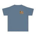 Youth Caprock Critters bobcat tee with small front design and large West Texas wildlife artwork on the back