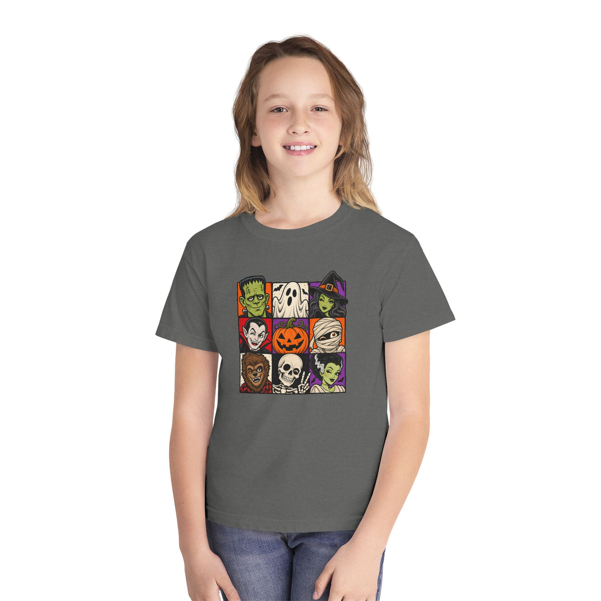 Kids Halloween Monsters Tee — Cute Retro Monster Patchwork Shirt