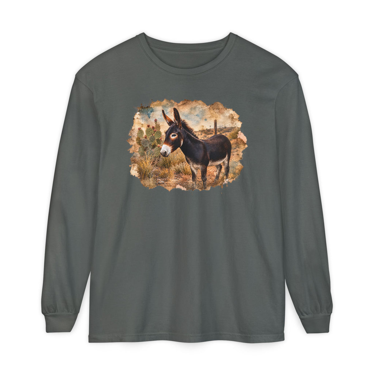 Donkey in Desert Scene Long Sleeve Tee
