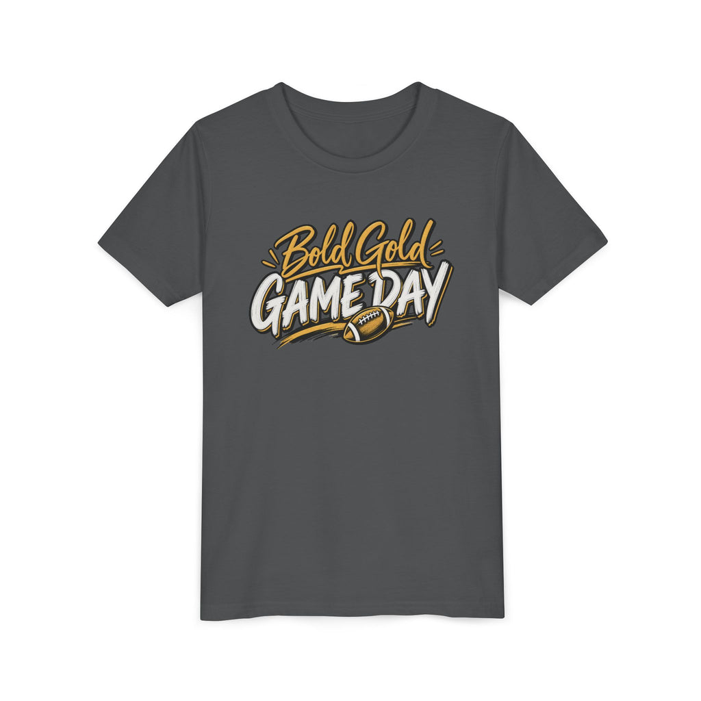 Youth Tee - "Bold Gold Gameday" Football Graphic