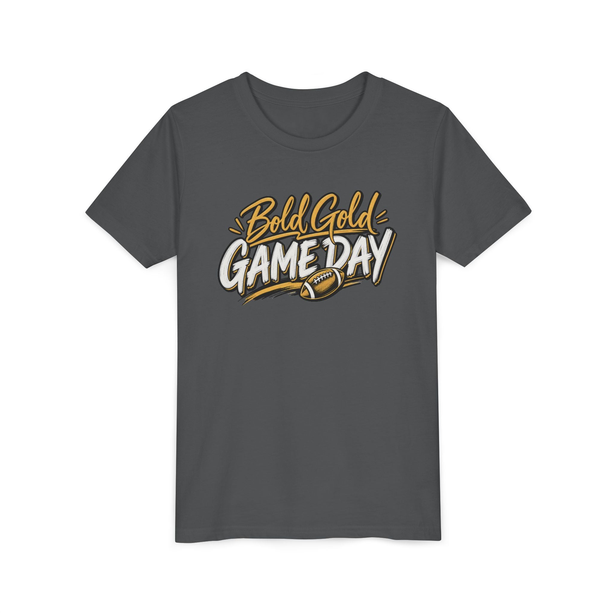 Youth Tee - "Bold Gold Gameday" Football Graphic