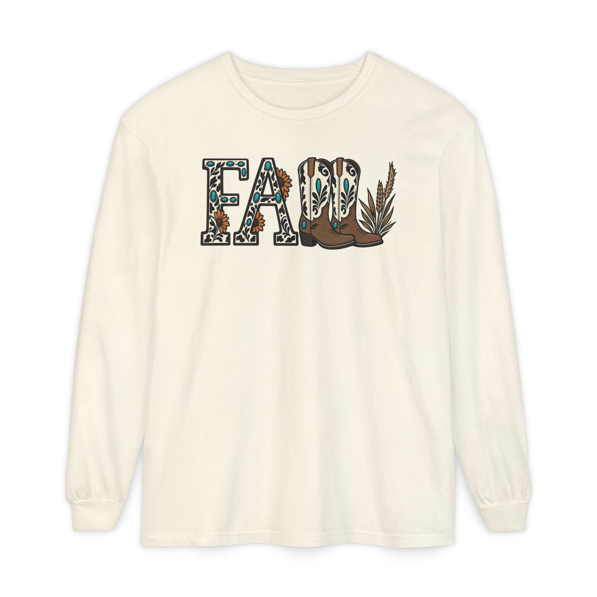 Fall Leopard Boots Graphic Long Sleeve Tee