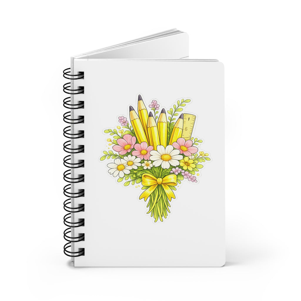 School Supplies Bouquet Spiral Notebook — Floral Pencil Bouquet Journal for Teachers & Students