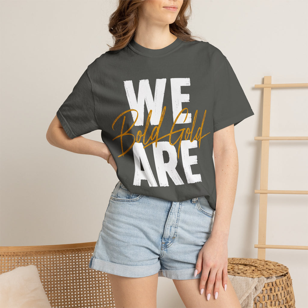 Bold Gold Script T‑Shirt — Metallic Typography Tee
