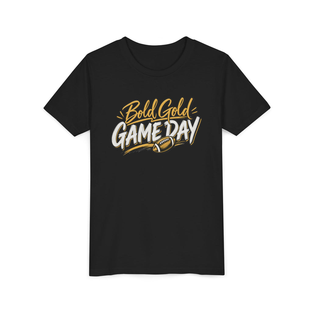 Youth Tee - "Bold Gold Gameday" Football Graphic
