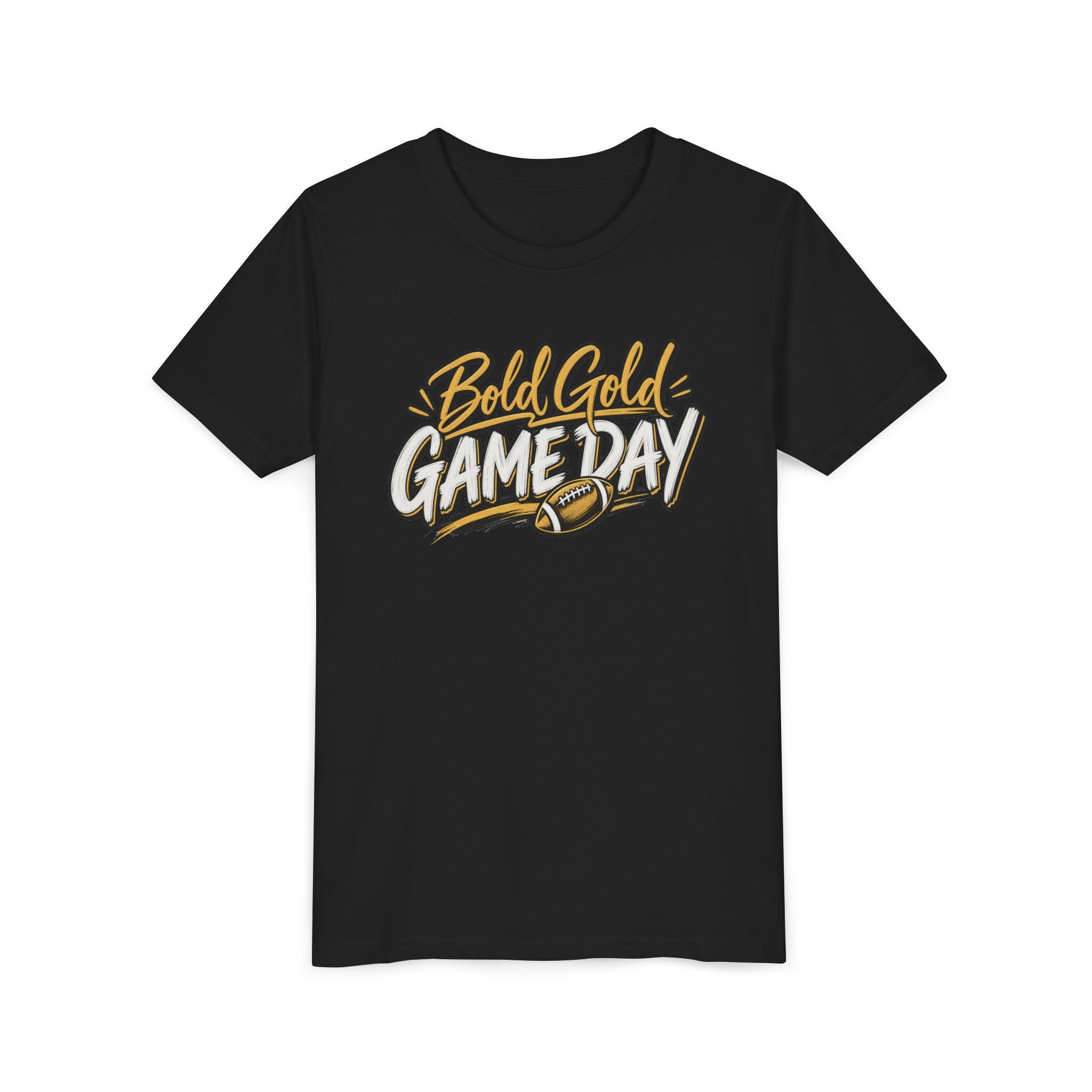 Youth Tee - "Bold Gold Gameday" Football Graphic
