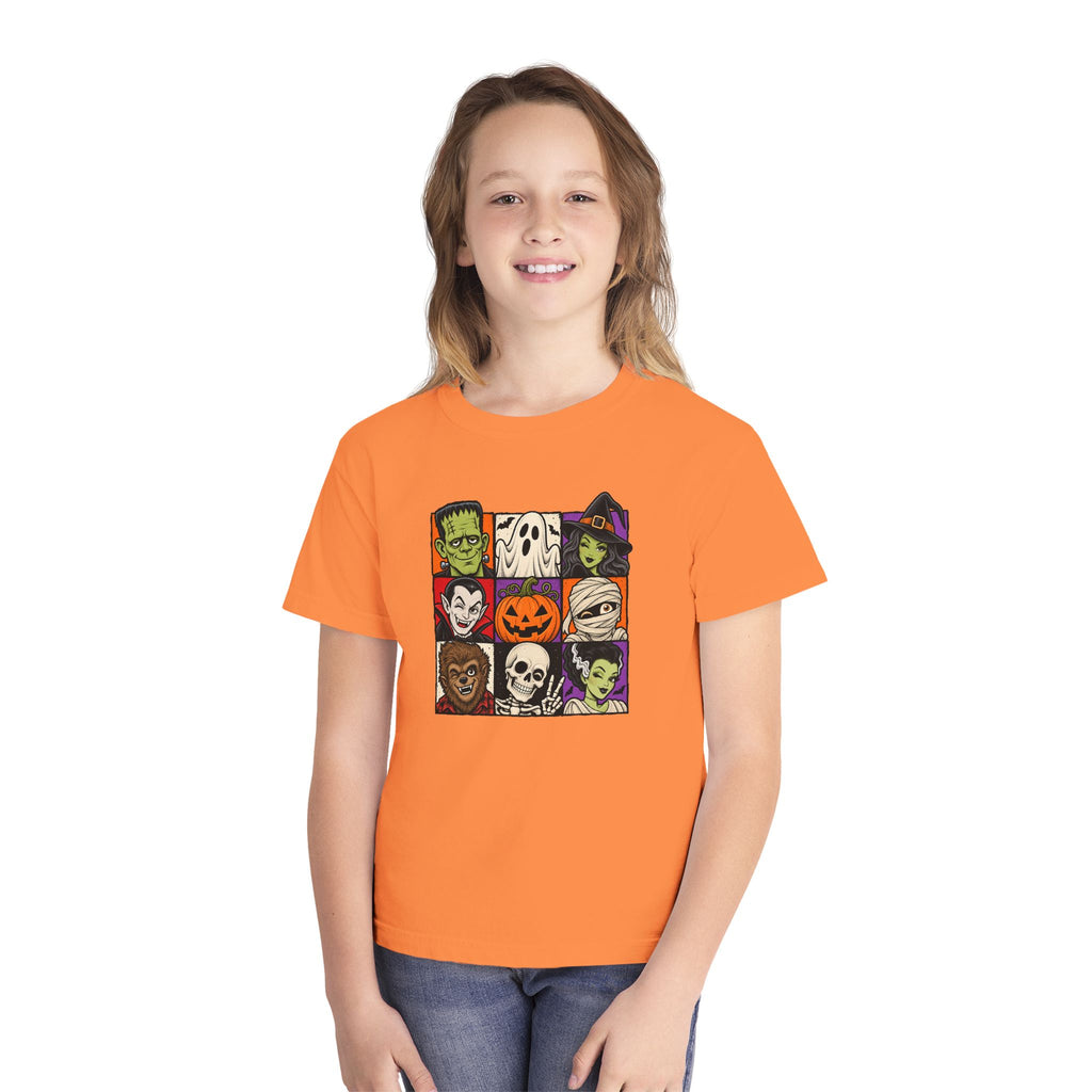 Kids Halloween Monsters Tee — Cute Retro Monster Patchwork Shirt