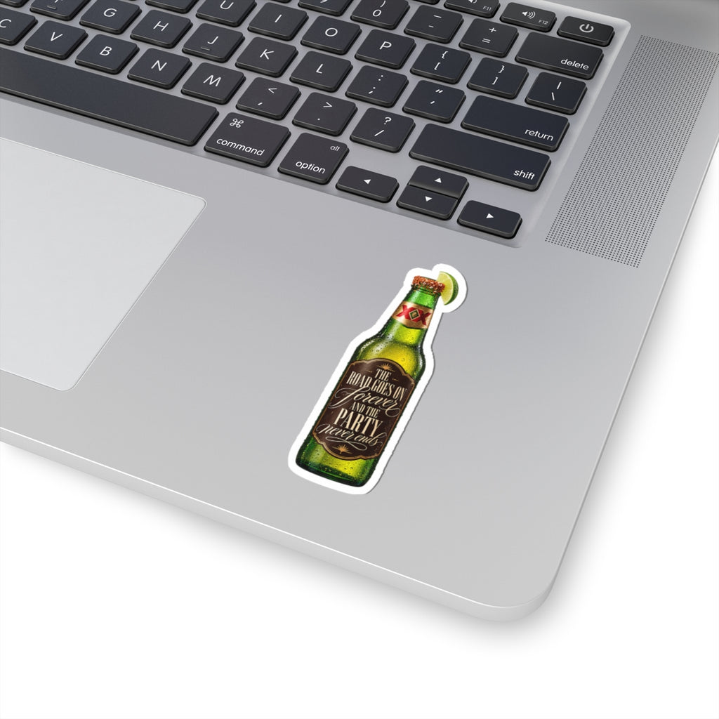 The Road Goes on Forever - Beer Bottle Kiss-Cut Sticker