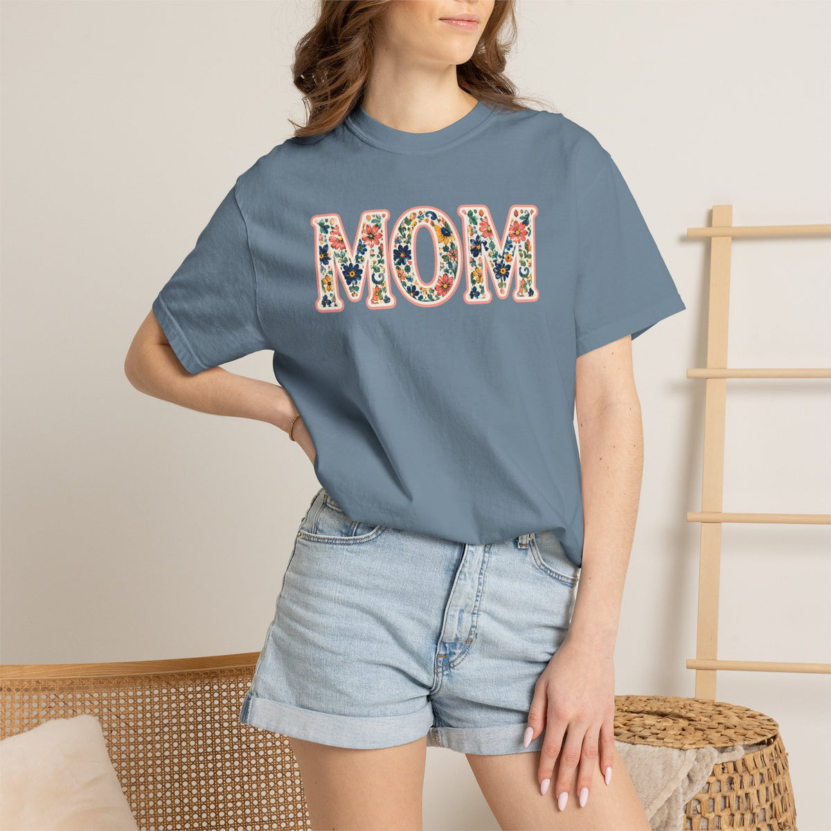 Mom Floral T-Shirt — Vintage Garment-Dyed Mother's Day Tee