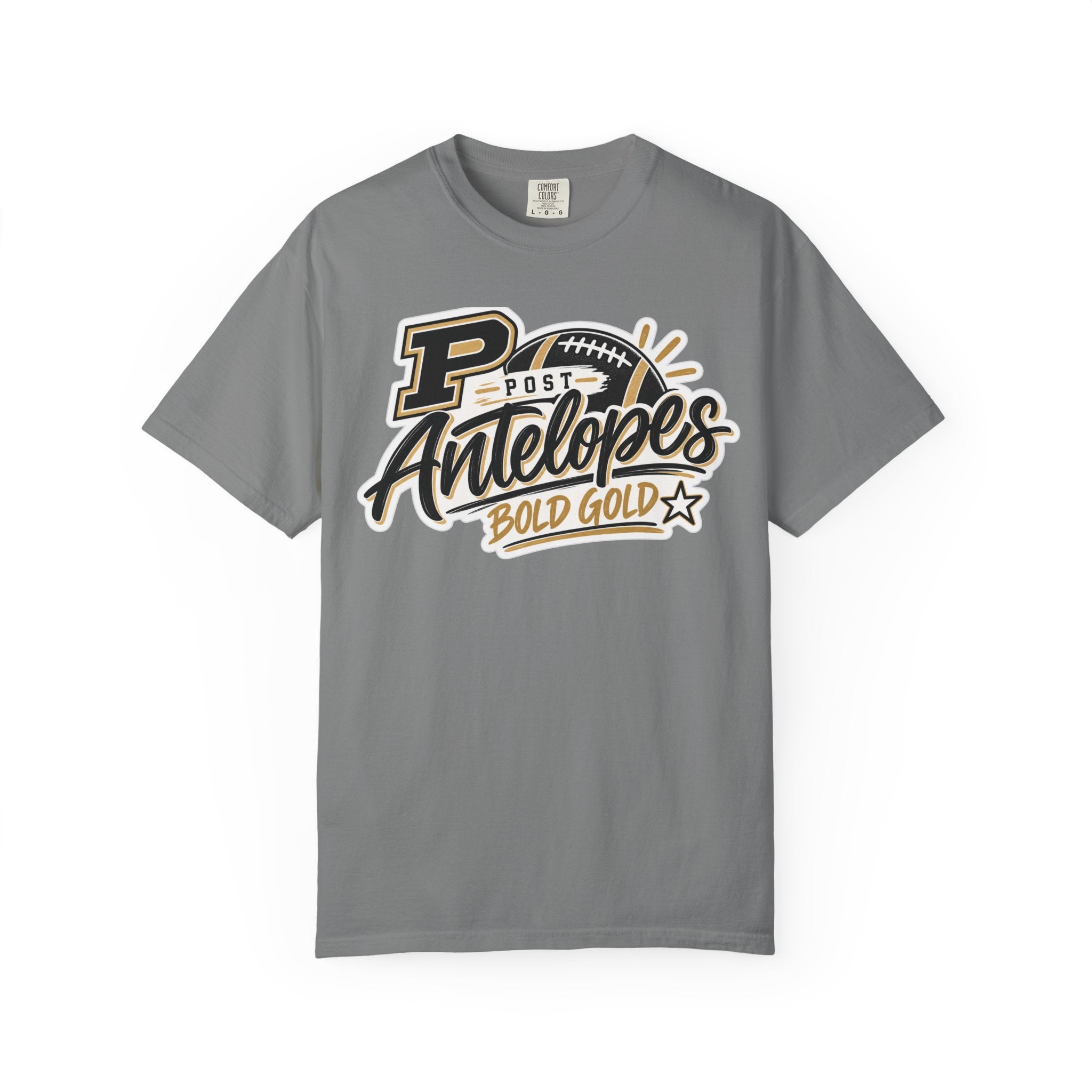 Post Antelopes Bold Gold Football T-Shirt