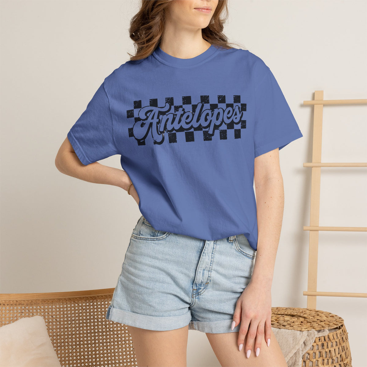 Antelopes Checkerboard Graphic T-Shirt