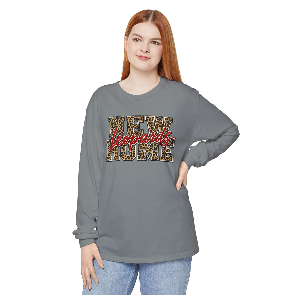 Long Sleeve T-Shirt — 'NEW LeOARDS' Leopard Print School Spirit Tee