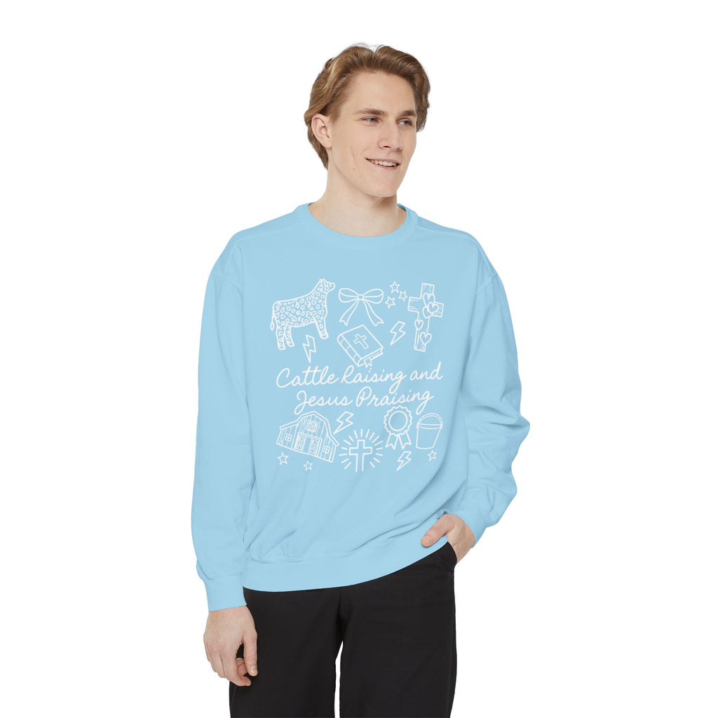 Cattle Raising & Jesus Praising Sweatshirt — Stockshow Mom Christian Crewneck