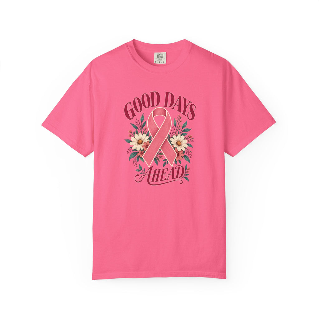 Breast Cancer Awareness T-Shirt — "Good Days Ahead" Ribbon Floral Tee