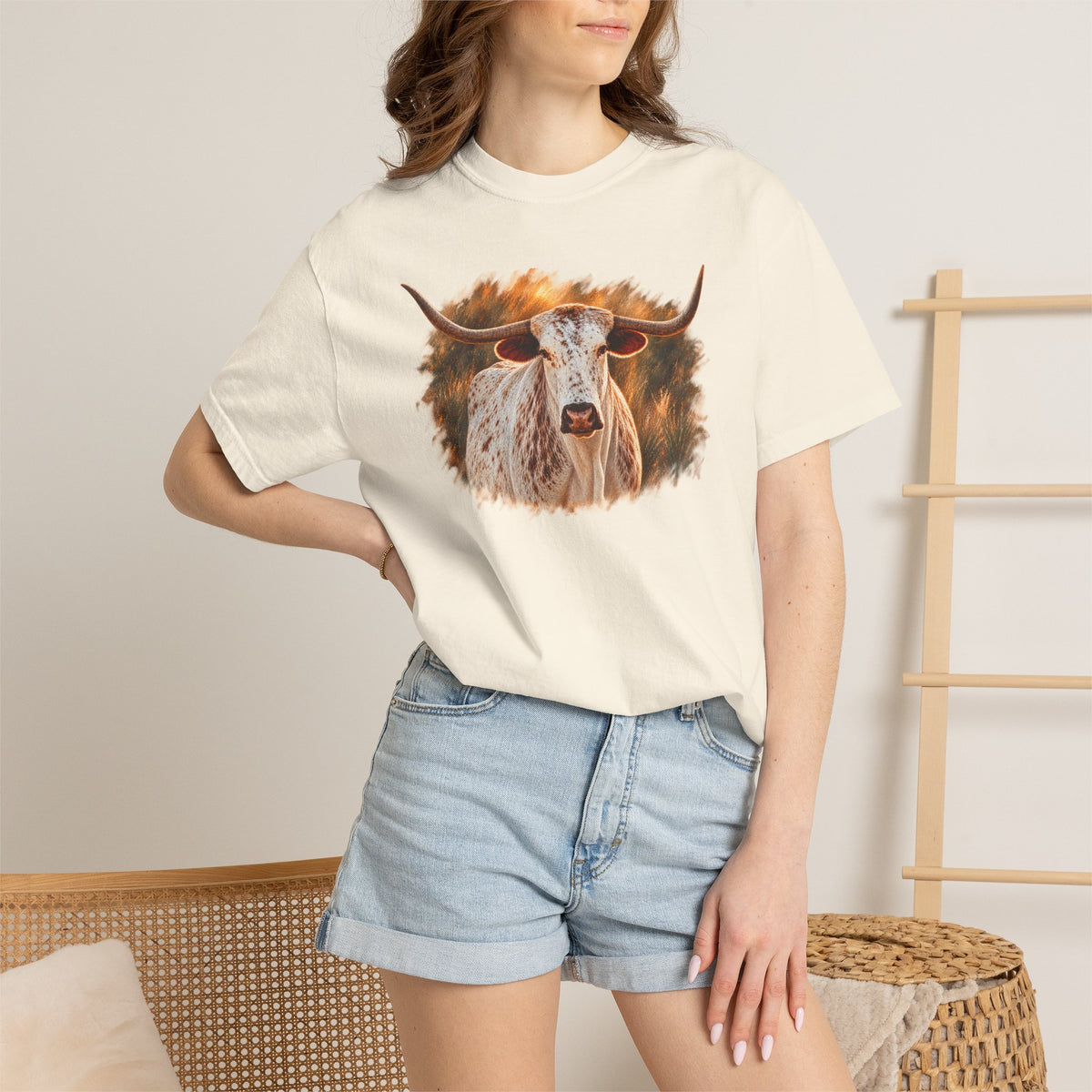 Longhorn Painting T-Shirt — Rustic Texas Cattle Graphic Tee