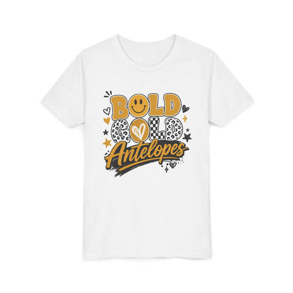 Bold Gold Antelopes Youth Tee — Cheerful School Spirit Graphic Shirt