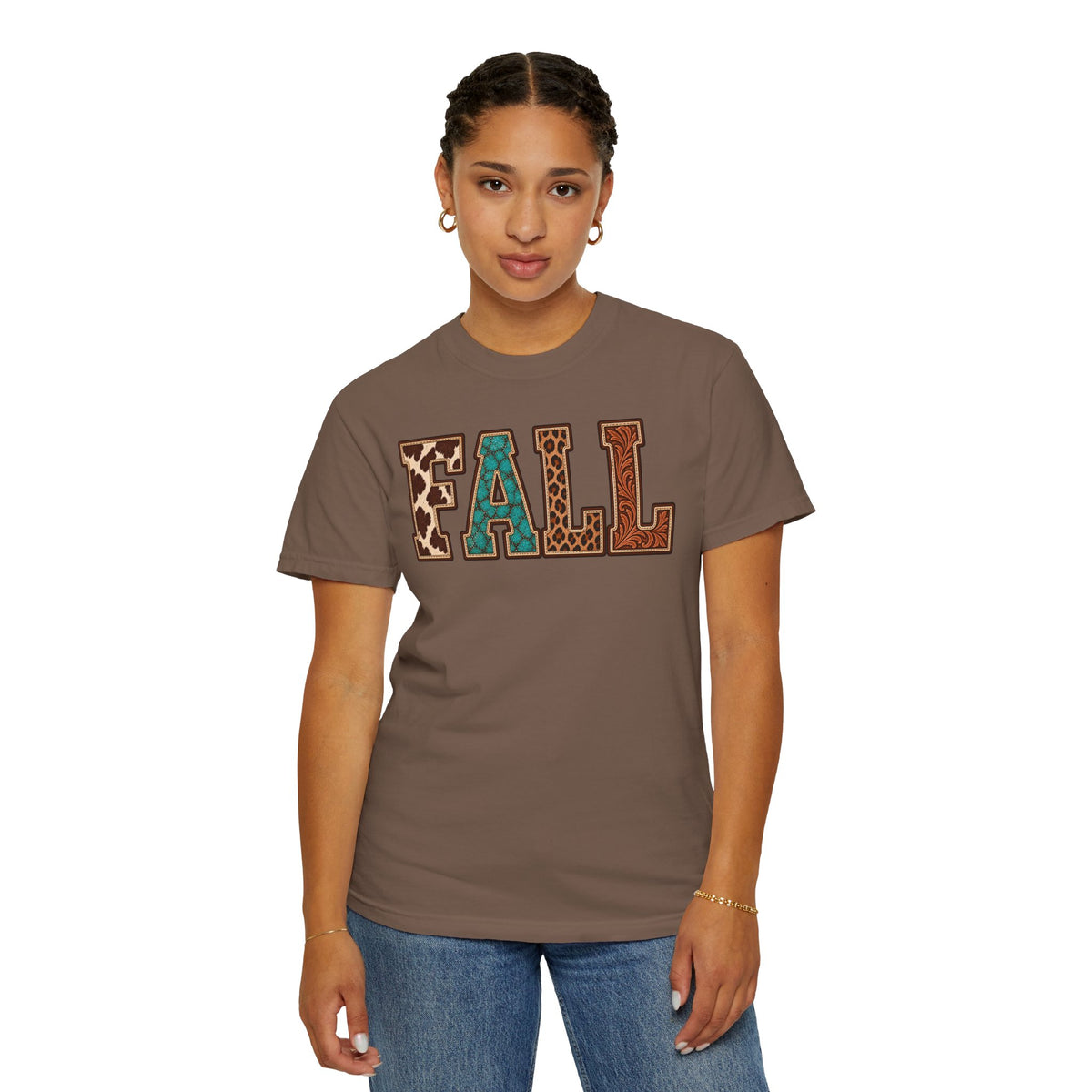Fall Graphic T-Shirt —  Western Retro Patchwork Lettering