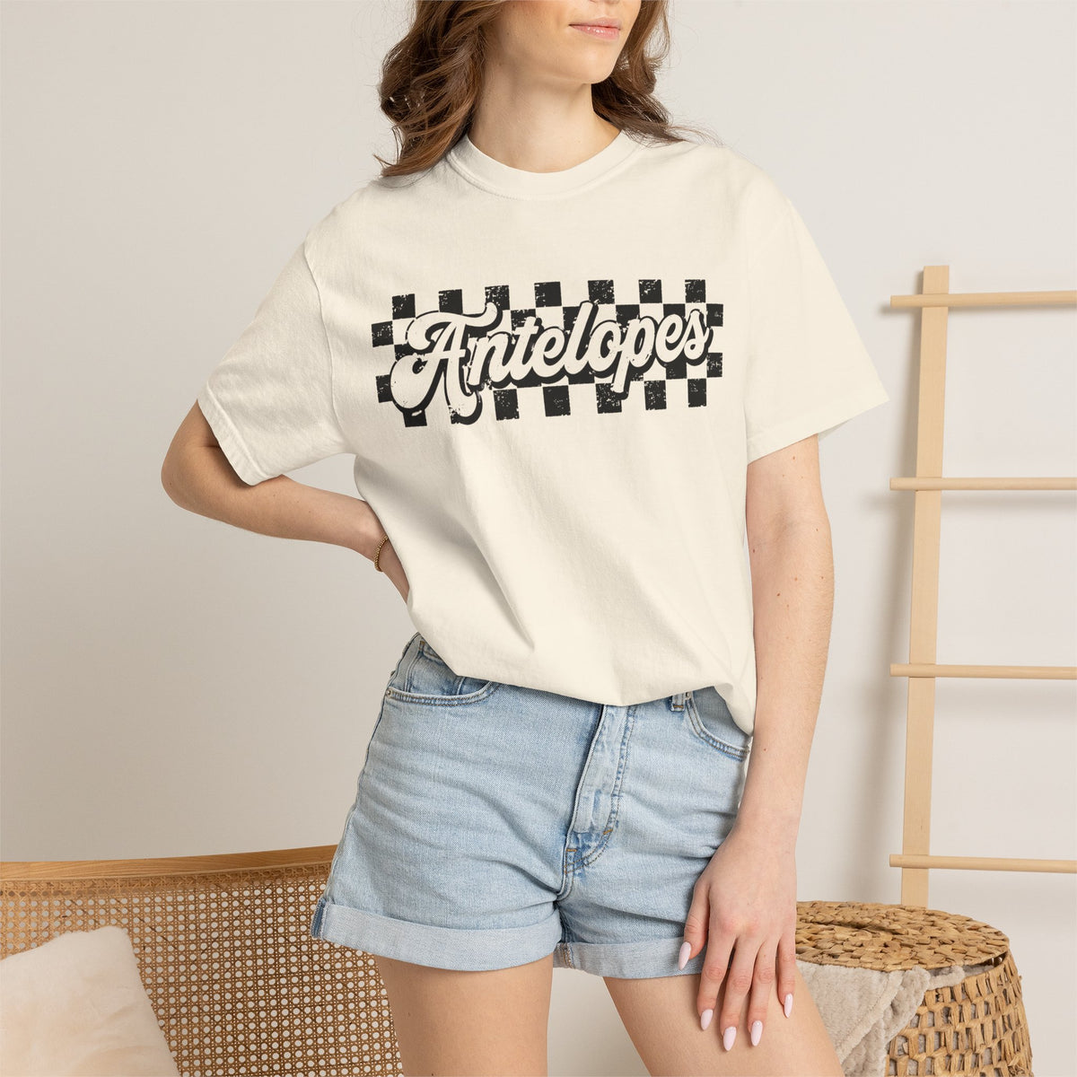 Antelopes Checkerboard Graphic T-Shirt
